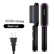 Styler 2-en-1 : peigne chauffant pour lisser et boucler les cheveux, céramique à ions négatifs, brosse lissante, outil de coiffage rapide avec protection anti-brûlure. »