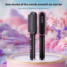 Styler 2-en-1 : peigne chauffant pour lisser et boucler les cheveux, céramique à ions négatifs, brosse lissante, outil de coiffage rapide avec protection anti-brûlure. »