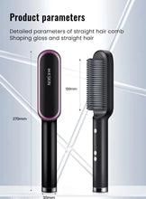 Styler 2-en-1 : peigne chauffant pour lisser et boucler les cheveux, céramique à ions négatifs, brosse lissante, outil de coiffage rapide avec protection anti-brûlure. »