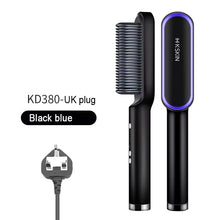 Styler 2-en-1 : peigne chauffant pour lisser et boucler les cheveux, céramique à ions négatifs, brosse lissante, outil de coiffage rapide avec protection anti-brûlure. »