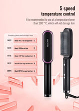 Styler 2-en-1 : peigne chauffant pour lisser et boucler les cheveux, céramique à ions négatifs, brosse lissante, outil de coiffage rapide avec protection anti-brûlure. »
