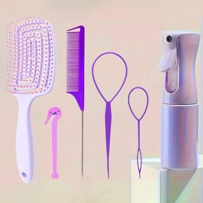 brosse démêlante pour cheveux bouclés, ensemble de peignes courbés et à queue fine