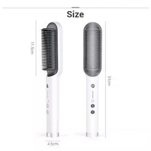 Styler 2-en-1 : peigne chauffant pour lisser et boucler les cheveux, céramique à ions négatifs, brosse lissante, outil de coiffage rapide avec protection anti-brûlure. »