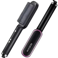 Styler 2-en-1 : peigne chauffant pour lisser et boucler les cheveux, céramique à ions négatifs, brosse lissante, outil de coiffage rapide avec protection anti-brûlure. »
