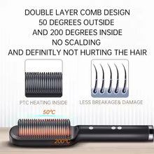 Styler 2-en-1 : peigne chauffant pour lisser et boucler les cheveux, céramique à ions négatifs, brosse lissante, outil de coiffage rapide avec protection anti-brûlure. »